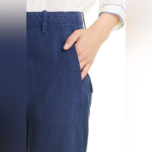 Nili Lotan Luna Cotton & Linen Twill Crop Pants in Marine Blue Size 0 NWT $355 - Picture 4 of 6